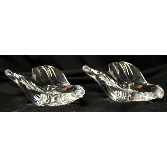 Pair of German Bleikristall Clear Dove Taper Candle Holders 24% Lead Crystal - Picture 6 of 9